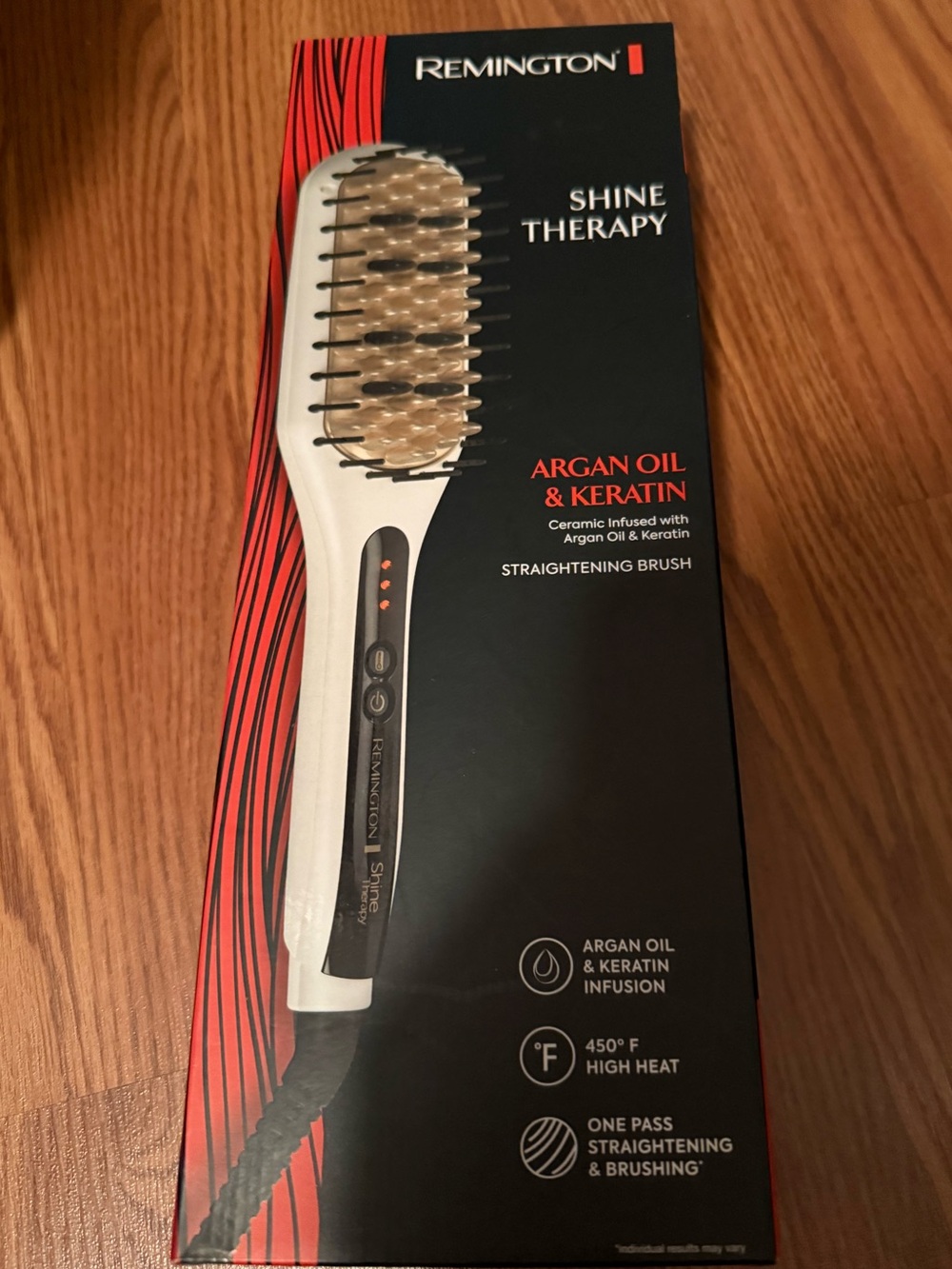 New Remington White & Black Shine Therapy Argan Oil &Keratin Straightening Brush